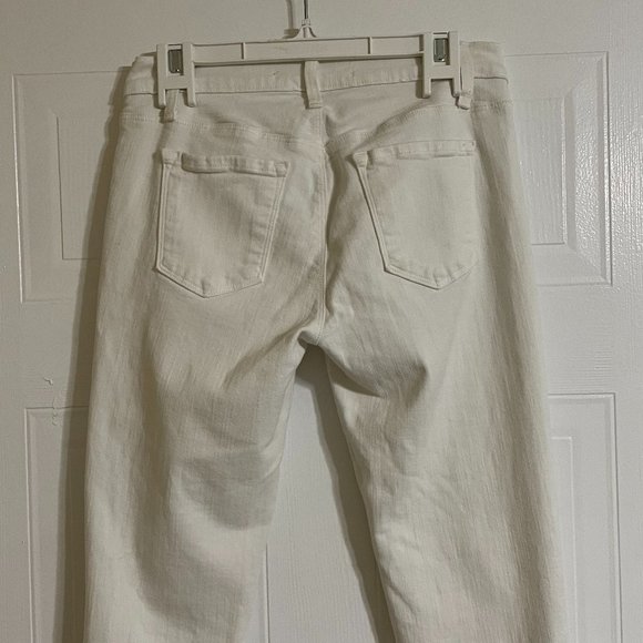 J Brand Low Rise Cropped White Distressed Skinny Jeans - Picture 4 of 10